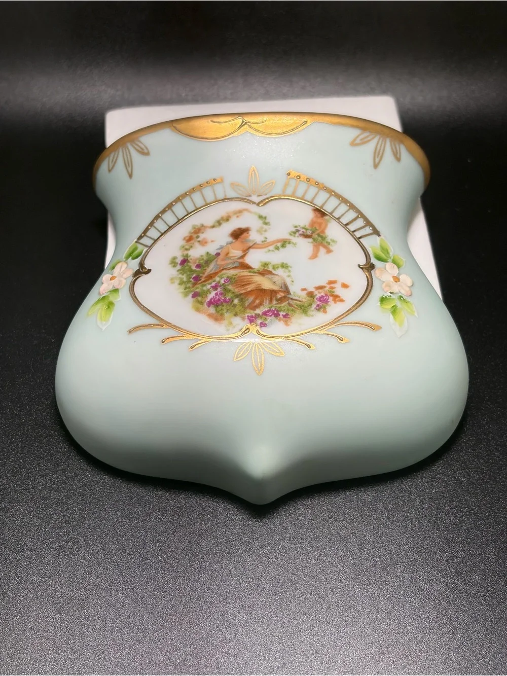 Vintage ARCO Japan Porcelain Wall Plaque Victorian Lady Flowers Gold Cottagecore